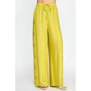 NEW MILK & HONEY flower cut out with embroidery pants in citron